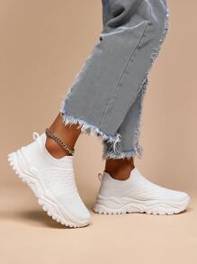 Breathable Non-Slip Lightweight Sock Shoes, Unisex Elastic Knitted Casual Sports Shoes, Fitness Gym Running Training Shoes, Slip-On Cushioned Ventilated Sneakers
