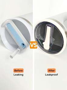 40 盎司可重复使用的玻璃杯盖，适用于可重复使用的玻璃杯盖，防溢防溅玻璃杯盖，适用于杯子和旅行者，返校用品 - 彩色 - 查看 4