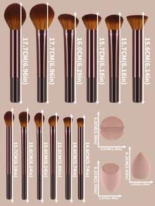 15pcs/13pcs/11pcs/8pcs/6pcs Makeup Brush Set Including Powder Brush, Blush Brush, Highlighter Brush, Eyeshadow Brush, Lash Brush, Eyeliner Brush, Angled Makeup Sponge, Round Makeup Sponge, Round Powder Puff, Triangle Makeup Sponge, Triangle Powder Puff, Makeup Blender Sponge For Powder And Liquid Foundation,Brush Set,Makeup Brush Kit,Make Up Brush Set,Make Up Set Complete,Makeup Brush Set,Complete Makeup Kit,Brush Kit,Brushes Makeup Set,Makeup Gift Set,Set