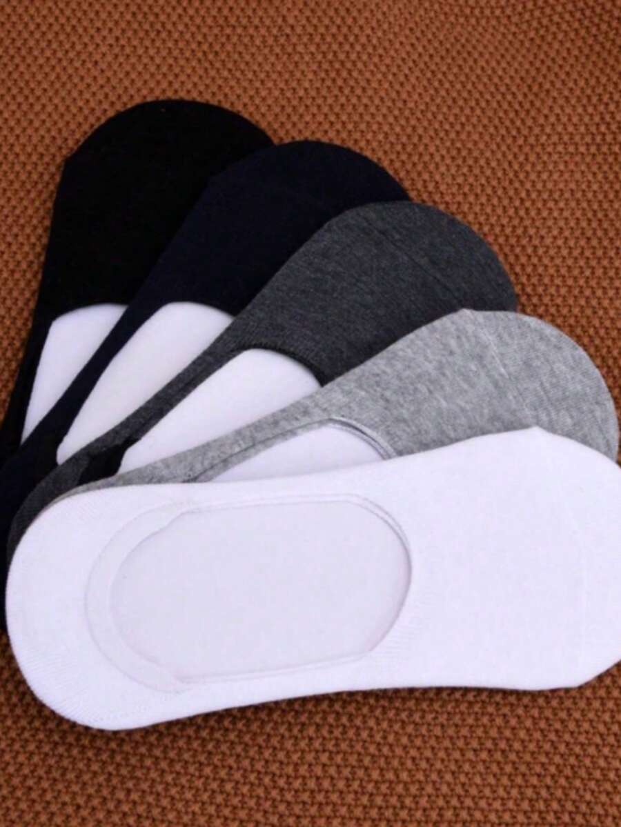 KIT 3 6 12 Pairs Black Flat Invisible Socks Unisex Solid Breathable Thin 35-40 - 彩色 - 查看 1