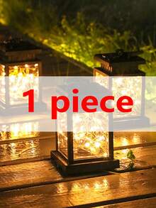 1pc Solar Powered Black Palace Style Lantern, Copper Wire String Lights, Candle Wick, Solar Outdoor Lighting, No Charging Required, Solar Powered, Outdoor Packaging Solar Pendant Light, Waterproof Solar Light, With 20 LED Beads, Suitable For Garden, Yard, Lawn, Patio, Parasol, Tent, Tree, Courtyard, Path, Etc. - Huang Guang - View 10