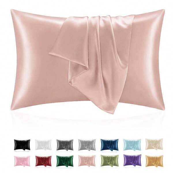 1 Stück Satin Kissenbezug, geeignet für Haare und Haut, mit Umschlagverschluss, weiches Schlafzimmer Kissenbezug, super weich, kühl und atmungsaktiv, ungefüllt, maschinenwaschbar, hochwertige Satin Kissenbezug, geeignet für Standard Große Größen M L XL Kissen, 20x26 20x30 20x36 20x40 Zoll, Hotel-Qualität Satin Kissenbezug Schutzhülle