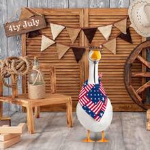 2pcs Independence Day Cute Porch Goose Outfit Set With Cowboy Hat And Flag Patterns Scarf, Pet Accessory Headwear Cosplay Costume Accessories Party Patio Yard Outdoor Decoration (Goose Not Included)