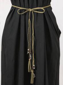 1 chiếc thắt lưng tua rua màu trơn cho nữ, dây thắt lưng trang trí tháp thời trang cho váy mùa thu, mùa đông, Halloween - thắt lưng - Xem 14