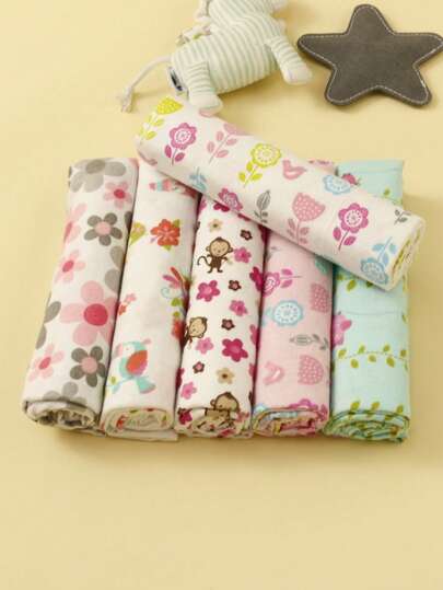 6pcs/Set Baby Swaddle Blanket With Star And Car Print, Soft Flannel