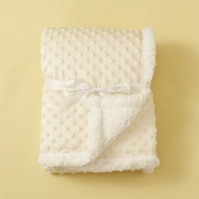 1 pieza Manta para bebé de doble capa, edredón de forro polar con puntos, manta para cochecito, adecuada para todas las estaciones