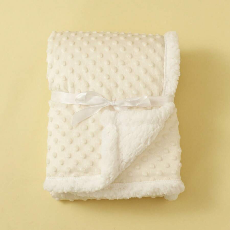 1 件双层婴儿毯，圆点羊毛被，婴儿车毯，适合所有季节 - 米色 - 查看 1