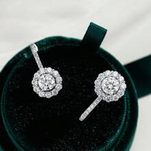 1 par de brincos de diamante femininos de 1 ct, prata esterlina 925, moissanita VVS1, joias de noiva, caixa de presente incluída
