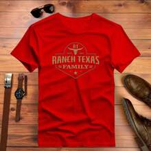 Men's 100% Cotton T-Shirt Ranch Texas Cowboy Country Print New Release - 紅色 - 查看 1