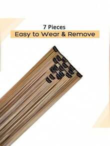 7pcs/Set 16" Clip-In Hair Extensions, Black Straight Long Ombre Synthetic Wigs, Heat Resistant Fiber For Women