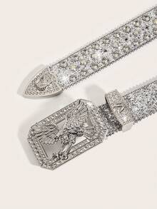 1 件女士西部牛仔风格水钻装饰 Y2K 腰带，适合日常、派对和聚会