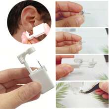 Kit de perforación de orejas, pistola desechable de perforación de orejas con pendiente dorado incorporado de 3 mm para mujeres, kit de autopierceo de orejas para usar en casa - Garra blanca - Ver 8