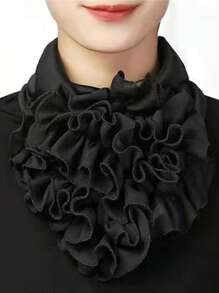 1 pieza Snood de mujer de gasa arrugada, cuello falso, bufanda con protección para el cuello, de seda versátil y elegante, adecuada para el uso diario y actividades al aire libre, Día de San Valentín