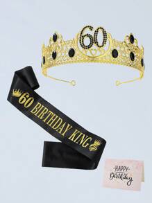40th 50th 60th Birthday Gifts For Men, 50th Birthday Decorations For Men, Party Decor Supplies Including King Crown & Sash