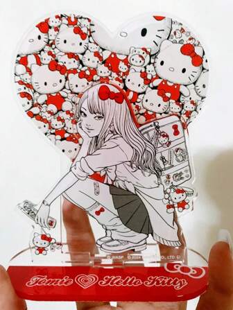 Hello Kitty Hello Kitty & Fujiang Collab Acrylic Standup Decor, Manga Badge Notebook Gift (Random Packaging Style)
