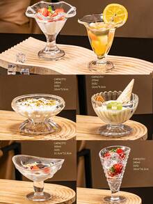 1/2/6pcs冰淇淋玻璃杯 无铅冰淇淋杯 饮料杯 冰淇淋容器 加厚水晶玻璃杯 蛋糕杯 果冻杯 奶茶杯 饮料杯 鸡尾酒杯 零食容器 欧式甜品玻璃杯