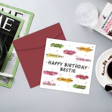 1pc Bestie Birthday Card, Funny Birthday Card For Best Friend, Happy Birthday Card For Soul Sister, Thoughtful BFF Friendship, Special Gift For Bestie - Includes Envelope