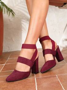Neue Sommer Spitzschuh Absatz Kreuz Riemen Französisch Retro rückenfrei Sandalen, vielseitige High Heel Pumps