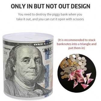 1pc 10cm-22cm Dollar/Euro Coin Bank, Large Capacity Sealed Metal Piggy Bank, One-Way Coin Saving Box, Lira, Riyal, Toman, Pound Coin Bank, (Non-Withdrawable, 2 Styles Available), (Recommend Large Size)