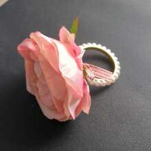 1pc porta-guardanapos rosa e branco, elegante decoração de laço de flor falsa, anel de guardanapo, decoração de mesa de banquete de hotel/casamento