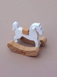 1pc Personalized Wooden Rocking Horse Decor, Carved Wooden Ornament, Children Room Decoration, Ideal Gift For Baby Boys And Girls, Multi-Functional,Ornamental,Letter,Stylish,Modern,Colorful,Cute,Adorable,Casual,Custom,Personalised,Unique,Customized,Ideal Gifts For Him,Ideal Gifts For Her,Son,Daughter Back To School,Customized Nursery Decor,Warm Ambience,Christmas Gift