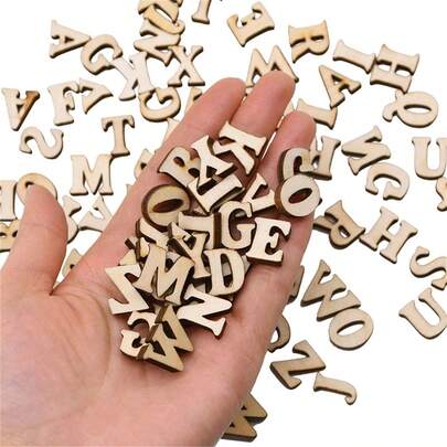 100 szt. losowych mieszanych drewnianych liter alfabetu angielskiego, cyfr cyfrowych, scrapbookingu, rękodzieła, dekoracji ślubnych DIY