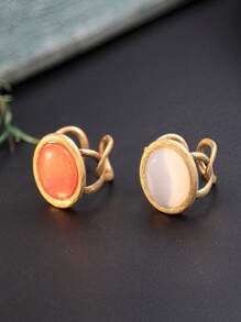 1 Pieza Anillo Ajustable De Cobre Con Piedra De Emperador De Estilo Vintage De Moda Para Mujer, Regalo De Banquete De Alta Gama, Fiesta
