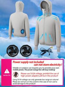 Men's Outdoor Casual Work Solid Color Hoodie Air Conditioner Jacket With USB Cooling Fan