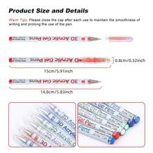 Penna gel acrilica 3D, penna gel ad asciugatura rapida, set per pittura graffiti, può essere usata per prendere appunti, segnare, fare biglietti d'auguri, colorare, contornare, penna acrilica da 1,0 mm, pennarello, tornando a scuola