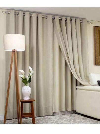 Cortina Voil Gaze de Linho com Forro Microfibra Alto Padrão com Ilhós Cromado Voil Flame