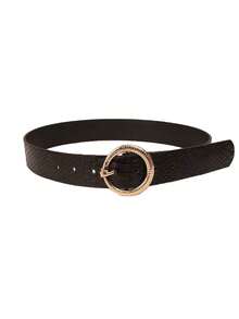 Women's Round Buckle Leopard Print PU Leather Belt, High-End Versatile Casual Decoration Waist Belt - A - View 6