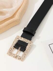 1 pièce Ceinture décontractée grande taille pour femmes avec boucle en forme de cœur et boucle texturée en pierre en forme de croissant, polyvalente pour jeans, robes et manteaux d'été, école
