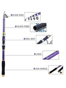 SOUGAYILANG Portable Telescopic Saltwater Fishing Rod - Collapsible Travel Rod For Lightweight Angling - Purple - View 4