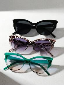 3pcs Retro Cat Eye Oversized Eyeglasses, Fashion For Men & Women, Ideal For Photos And Travel, Great Gift For Summer Beach Vacation,Outdoor,Travel - Multicolor - View 9