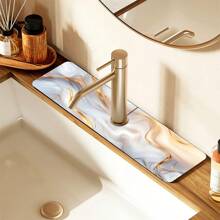 1 Stück Badematte mit Marmorprint, saugfähig und schnelltrocknend, wasserdicht und rutschfest für Badezimmer, Küche, Büro, Gewerbe, Bauernhof, Zuhause, dekorative Abtropfmatte für Wasserhähne