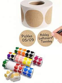 500pcs/1Rolls Kraft Paper Round Self-Adhesive Label Item Category Name Sticker Personalized Label Love Self-Adhesive Label Item Category Name Sticker Personalized Label DIY Holiday Decorating Baking Stickers