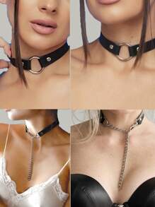 Gothic Simple Sexy Chain Collar Elegant Necklace Collar Women's Fashion Pu Leather Collar Sexy Simple Lingerie Accessories Daily Wear Accessories Collar Valentine's Day Gift