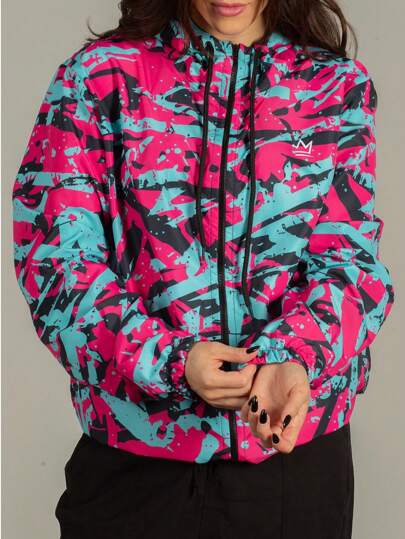 Jaqueta Corta Vento Feminina Impermeável Colorida Com Capuz Secagem Rápida Confortável