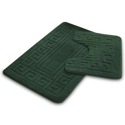 VELVETIO Bath Mat Set 2 Piece Non Slip Rubber Pedestal And Bath Mat Set Toilet Greek Bathroom Rug New