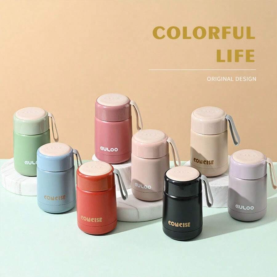 1PC Minimalist Mini Warm Color 350ML Insulated Cup, Women's Portable Stainless Steel Insulated Cup, Gift Cup, Cute Student Water Cup, Portable And Long-Lasting Insulated Water Cup, Coffee Cup [Logo Casual/Color Difference Small] Back To School