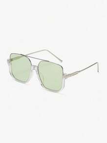 Fashionable Casual Oversized Double Bridge Clear Lens Glasses