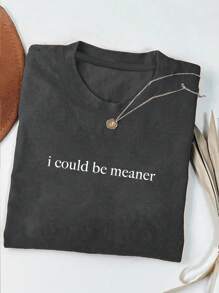 Camiseta de mujer de manga corta y cuello redondo con estampado divertido "Podría ser talla grande mala", camiseta con lema humorístico para el verano