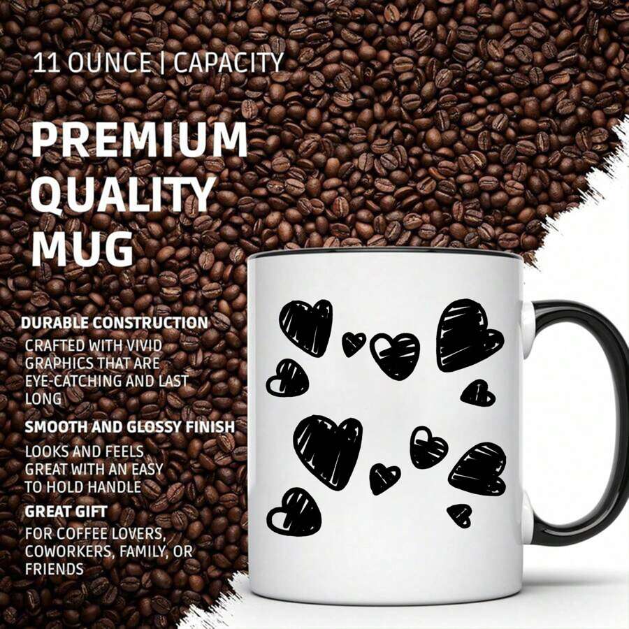 Black And White Creative Love Pattern Mug, Material: Porcelain Back To School