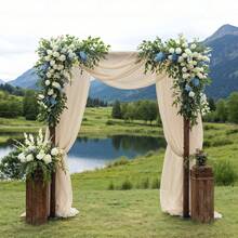 香槟色婚礼拱门布，尺寸75厘米/160厘米 x 600厘米/800厘米，薄纱背景幕帘，适用于婚礼仪式、派对天花板装饰。