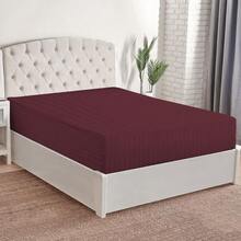 Sábana de Cajón con Resorte en Toda la Parte Inferior, Tacto Algodón, Suave y Fresca, Ideal para Primavera, Disponible en Tamaños Individual, Matrimonial, Queen Size y King Size, Variedad de Colores, Perfecta para Dormitorios Modernos, Transpirable y Cómoda para Todas las Estaciones - Burdeos - Ver 1