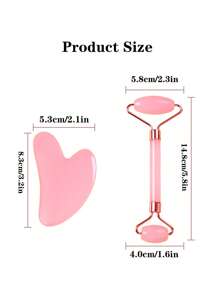 2pcs/1pc Heart-Shaped Rose Quartz Roller Massager - Face Beauty Massage Board With Dual Rollers, Anti-Aging Resin Face Roller And Gua Tool Set For Face, Eyes And Neck - Natural Skincare Beauty Tool To Relieve Wrinkles