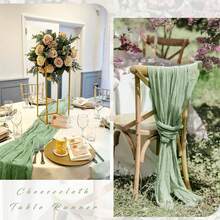 Paquete de 12 paños de cocina de estilo bohemio color verde menta, manteles de tela transparente para bodas, fiestas, decoración de baby shower (verde grisáceo) - Verde salvia - Ver 9