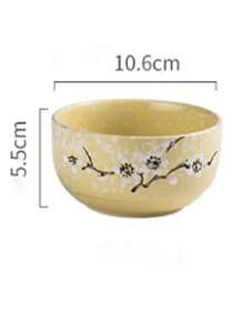1pc Hand-Painted Ceramic Salad Bowl, Creative Home Dining Rice/Soup Bowl With Underglaze Decoration,School Supplies