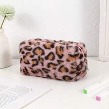 1pc Korean-Style Leopard Print Large Capacity Pencil Case & Pouch Back To School,Back To School,School Supplies,Pencil Pouch,School Bag