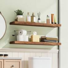 Tomnk 2pcs Floating Shelves For Wall, 22in,  Wall-Mounted, MDF Wood Room Decor, Rustic Wood Shelves For Bathroom, Living Room, Bedroom And Kitchen, Wall Shelves For Storage,Books,Room Decor - 彩色 - 查看 3
